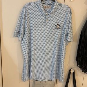 PENGUIN by Munsingwear Mens Performance Golf Polo Blue white Sz XL